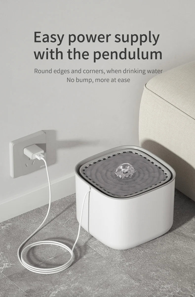 3L cat water fountain, auto recirculate through filter, large capacity, USB electric electric connection, silent pump.