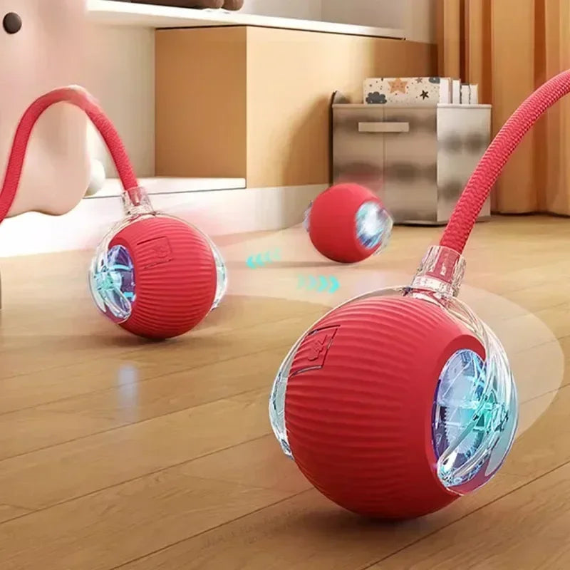 Cat interactive ball toy, automatic rolling ball with tail, rechargeable, pet smart interactive toy.